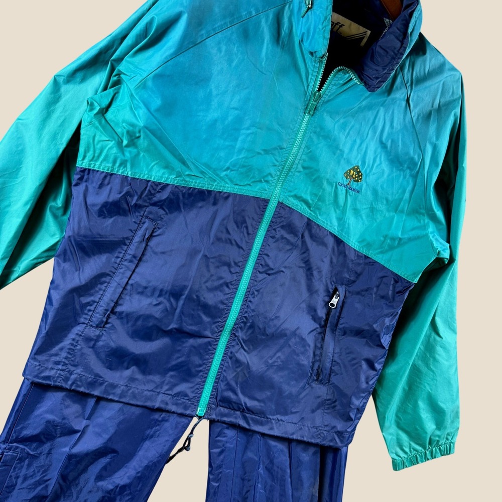 Vintage Staff by Wilson Track Suit Mens M Blue Teal Nylon Golf Windbreaker Set
